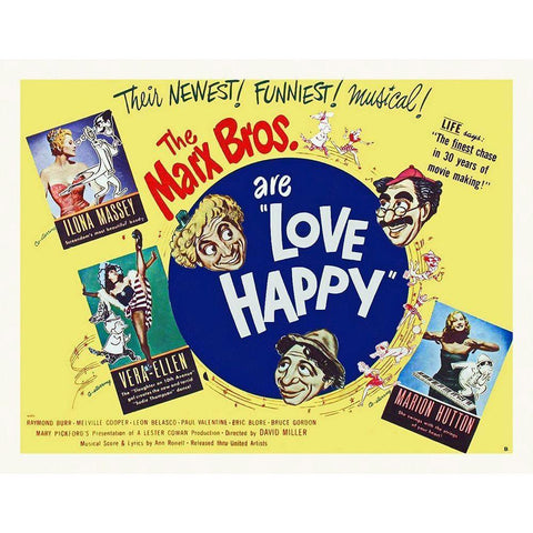 Marx Brothers - Love Happy 02 Gold Ornate Wood Framed Art Print with Double Matting by Hollywood Photo Archive