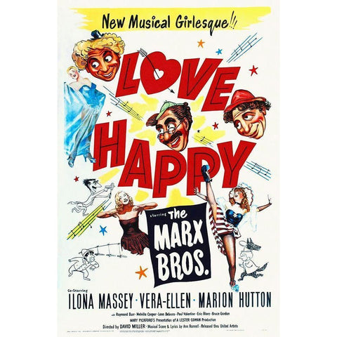 Marx Brothers - Love Happy 03 White Modern Wood Framed Art Print by Hollywood Photo Archive