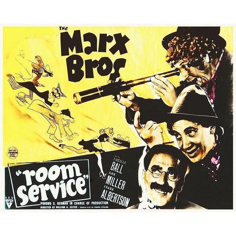 Marx Brothers - Room Service 01 White Modern Wood Framed Art Print by Hollywood Photo Archive