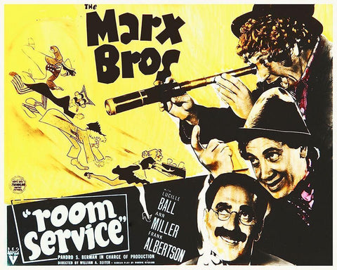 Marx Brothers - Room Service 01 White Modern Wood Framed Art Print with Double Matting by Hollywood Photo Archive