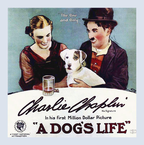 Charlie Chaplin - A Dogs Life, 1918 Black Ornate Wood Framed Art Print with Double Matting by Hollywood Photo Archive