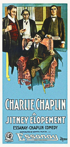 Charlie Chaplin - A Jitney Elopement, 1915 Black Ornate Wood Framed Art Print with Double Matting by Hollywood Photo Archive