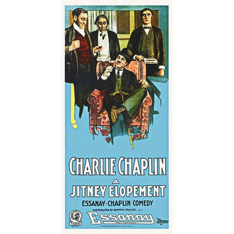 Charlie Chaplin - A Jitney Elopement, 1915 Black Modern Wood Framed Art Print with Double Matting by Hollywood Photo Archive