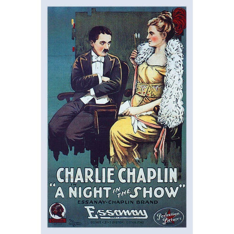 Charlie Chaplin - A Night in the Show, 1915 Gold Ornate Wood Framed Art Print with Double Matting by Hollywood Photo Archive