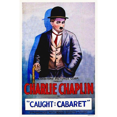 Charlie Chaplin - Caught in a Cabaret, 1914 Gold Ornate Wood Framed Art Print with Double Matting by Hollywood Photo Archive