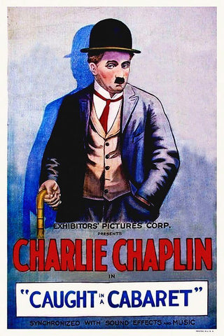 Charlie Chaplin - Caught in a Cabaret, 1914 White Modern Wood Framed Art Print with Double Matting by Hollywood Photo Archive