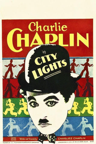 Charlie Chaplin - City Lights 1931 Black Ornate Wood Framed Art Print with Double Matting by Hollywood Photo Archive