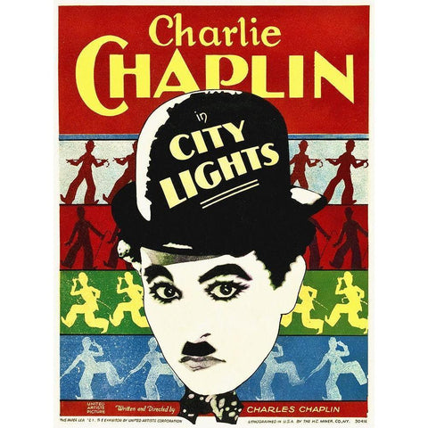 Charlie Chaplin - City Lights, 1931 Black Modern Wood Framed Art Print with Double Matting by Hollywood Photo Archive