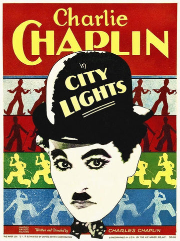 Charlie Chaplin - City Lights, 1931 Black Ornate Wood Framed Art Print with Double Matting by Hollywood Photo Archive