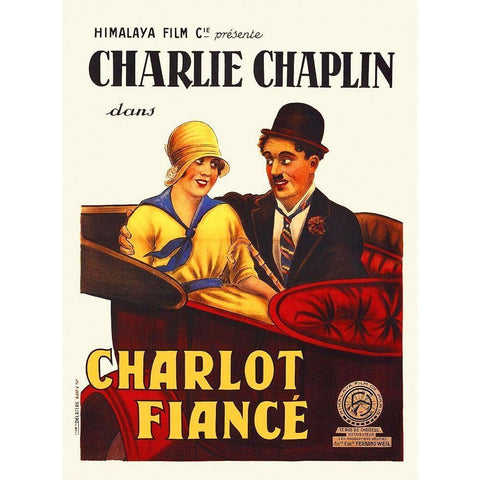 Charlie Chaplin - French - A Jitney Elopement, 1915 Gold Ornate Wood Framed Art Print with Double Matting by Hollywood Photo Archive