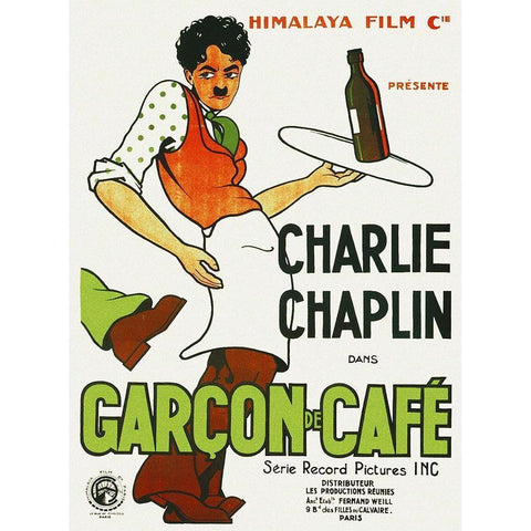 Charlie Chaplin - French - Caught in a Cabaret, 1914 Black Modern Wood Framed Art Print with Double Matting by Hollywood Photo Archive