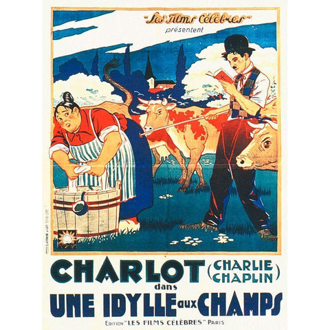 Charlie Chaplin - French - The Champion, 1915 White Modern Wood Framed Art Print by Hollywood Photo Archive