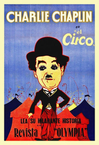 Charlie Chaplin - Spanish - Circus, 1928 White Modern Wood Framed Art Print with Double Matting by Hollywood Photo Archive