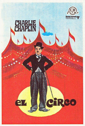 Charlie Chaplin - Spanish - The Circus, 1928 White Modern Wood Framed Art Print with Double Matting by Hollywood Photo Archive