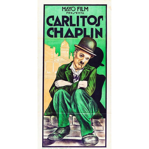 Charlie Chaplin - Stock 1920 Gold Ornate Wood Framed Art Print with Double Matting by Hollywood Photo Archive