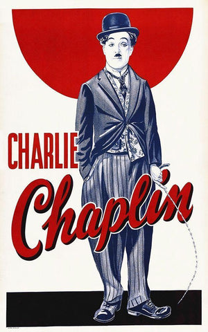 Charlie Chaplin - Stock Poster White Modern Wood Framed Art Print with Double Matting by Hollywood Photo Archive