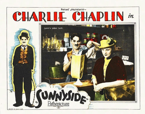 Charlie Chaplin - Sunnyside, 1915 Black Ornate Wood Framed Art Print with Double Matting by Hollywood Photo Archive