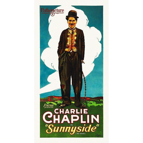 Charlie Chaplin - Sunnyside, 1915 Black Modern Wood Framed Art Print with Double Matting by Hollywood Photo Archive