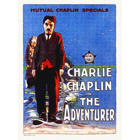 Charlie Chaplin - The Adventurer, 1917 Black Modern Wood Framed Art Print with Double Matting by Hollywood Photo Archive