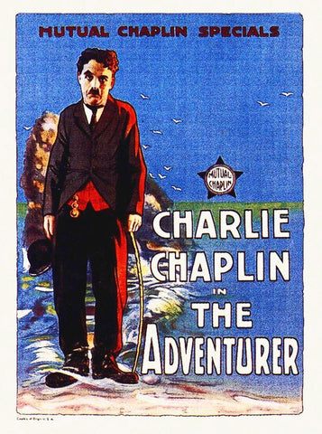 Charlie Chaplin - The Adventurer, 1917 White Modern Wood Framed Art Print with Double Matting by Hollywood Photo Archive