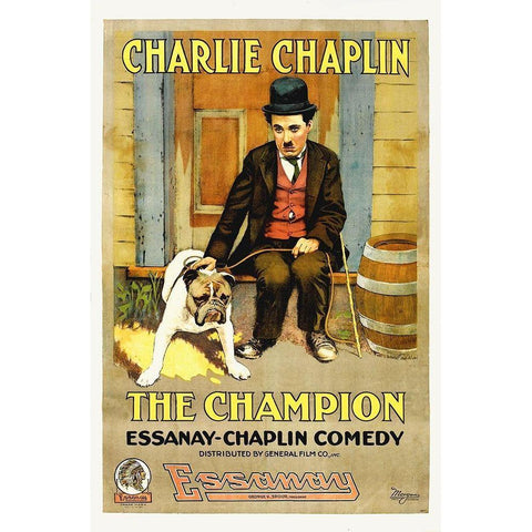 Charlie Chaplin - The Champion, 1919 White Modern Wood Framed Art Print by Hollywood Photo Archive