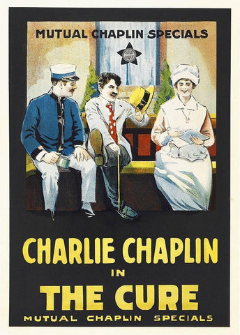 Charlie Chaplin - The Cure, 1917 White Modern Wood Framed Art Print with Double Matting by Hollywood Photo Archive