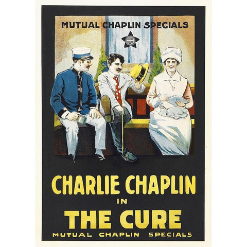 Charlie Chaplin - The Cure, 1917 Black Modern Wood Framed Art Print with Double Matting by Hollywood Photo Archive