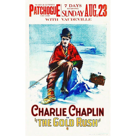 Charlie Chaplin - The Gold Rush, 1925 White Modern Wood Framed Art Print by Hollywood Photo Archive