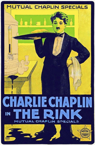 Charlie Chaplin - The Rink, 1916 White Modern Wood Framed Art Print with Double Matting by Hollywood Photo Archive