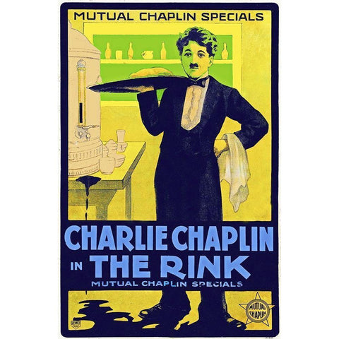 Charlie Chaplin - The Rink, 1916 Black Modern Wood Framed Art Print with Double Matting by Hollywood Photo Archive