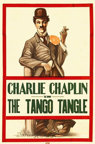 Charlie Chaplin - The Tango Tangle, 1918 Black Ornate Wood Framed Art Print with Double Matting by Hollywood Photo Archive