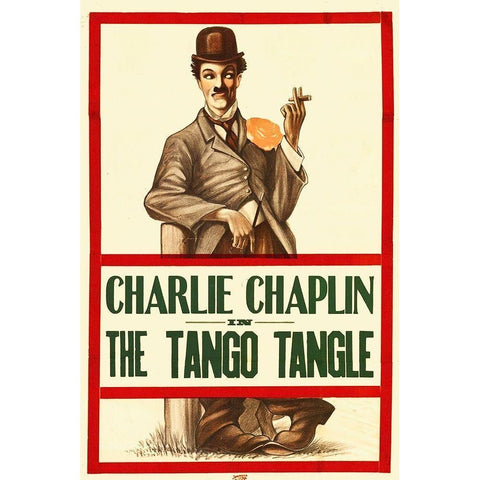 Charlie Chaplin - The Tango Tangle, 1918 Gold Ornate Wood Framed Art Print with Double Matting by Hollywood Photo Archive