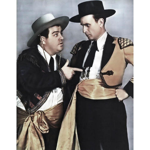 Abbott and Costello Black Modern Wood Framed Art Print with Double Matting by Hollywood Photo Archive