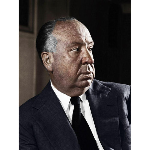 Alfred Hitchcock Black Modern Wood Framed Art Print with Double Matting by Hollywood Photo Archive