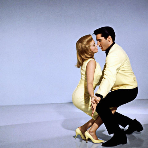 Ann-Margret with  Elvis - Viva Las Vegas White Modern Wood Framed Art Print by Hollywood Photo Archive