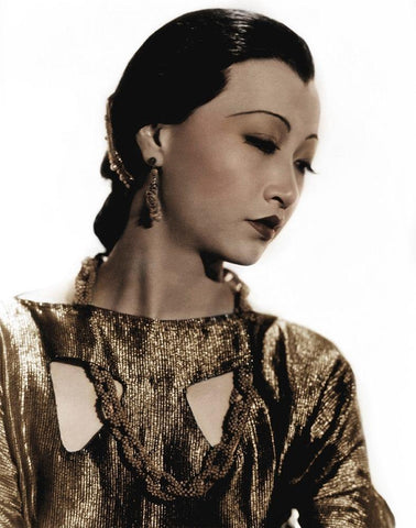 Anna May Wong Black Ornate Wood Framed Art Print with Double Matting by Hollywood Photo Archive