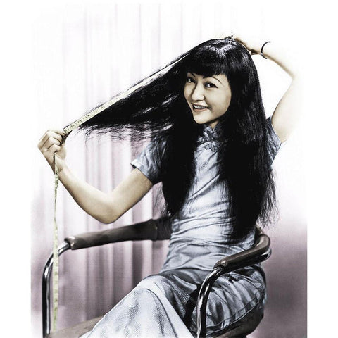 Anna May Wong Black Modern Wood Framed Art Print with Double Matting by Hollywood Photo Archive