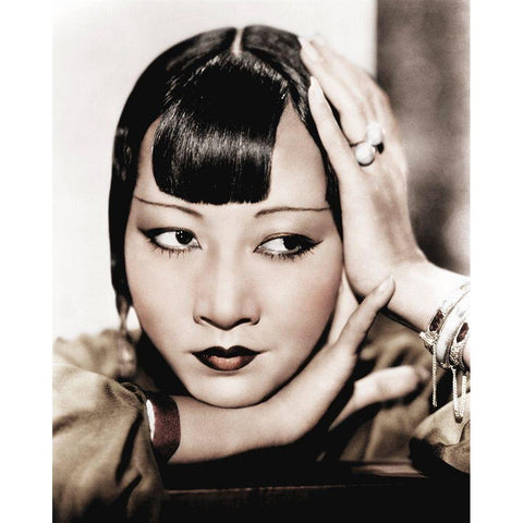 Anna May Wong Black Modern Wood Framed Art Print with Double Matting by Hollywood Photo Archive