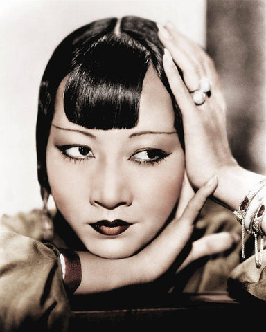 Anna May Wong White Modern Wood Framed Art Print with Double Matting by Hollywood Photo Archive