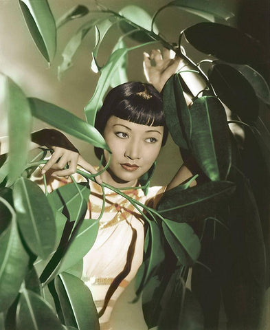 Anna May Wong White Modern Wood Framed Art Print with Double Matting by Hollywood Photo Archive