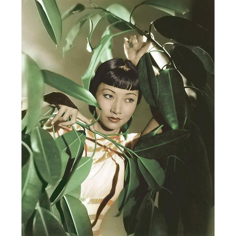 Anna May Wong Black Modern Wood Framed Art Print with Double Matting by Hollywood Photo Archive