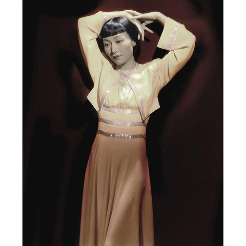 Anna May Wong Black Modern Wood Framed Art Print with Double Matting by Hollywood Photo Archive