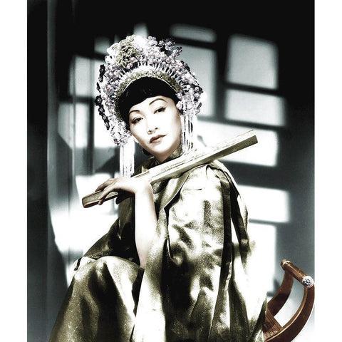 Anna May Wong Black Modern Wood Framed Art Print with Double Matting by Hollywood Photo Archive