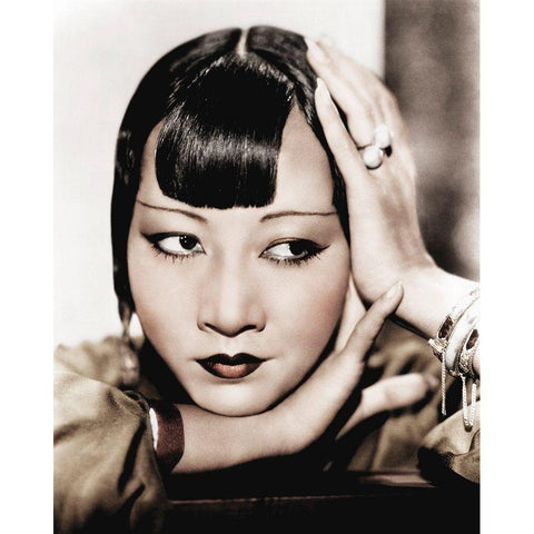 Anna May Wong White Modern Wood Framed Art Print by Hollywood Photo Archive