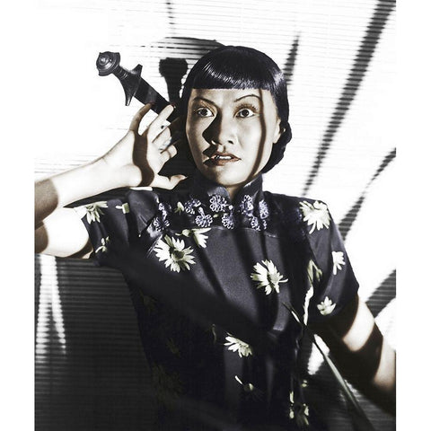 Anna May Wong Black Modern Wood Framed Art Print with Double Matting by Hollywood Photo Archive