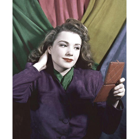 Anne Baxter Black Modern Wood Framed Art Print with Double Matting by Hollywood Photo Archive