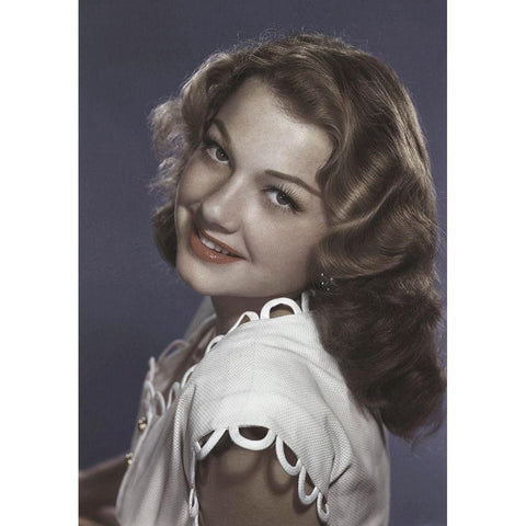 Anne Baxter Black Modern Wood Framed Art Print with Double Matting by Hollywood Photo Archive