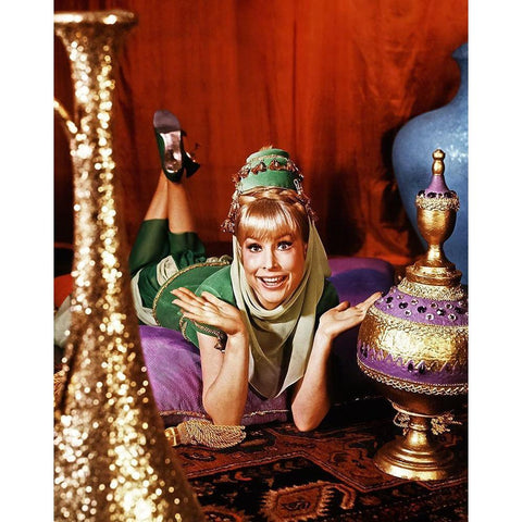 Barbara Eden Black Modern Wood Framed Art Print with Double Matting by Hollywood Photo Archive