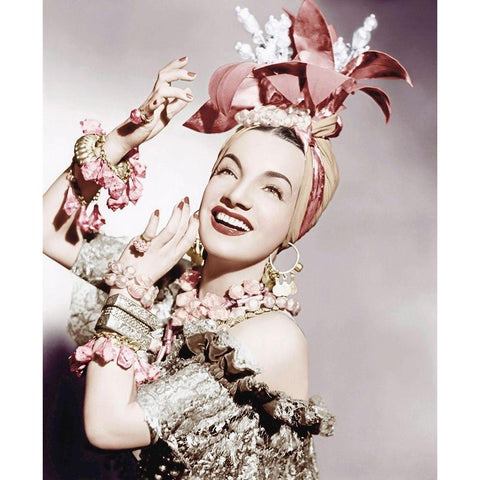 Carmen Miranda White Modern Wood Framed Art Print by Hollywood Photo Archive