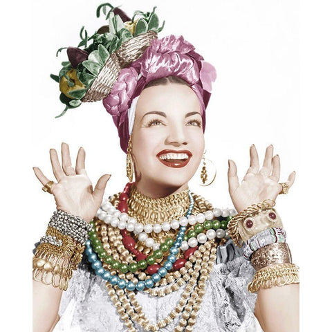 Carmen Miranda White Modern Wood Framed Art Print by Hollywood Photo Archive